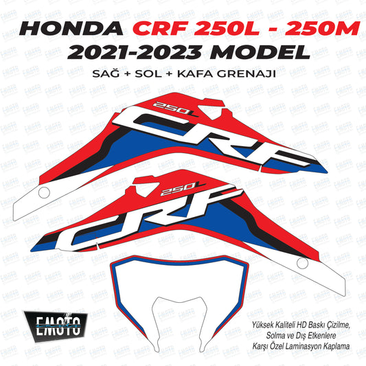 HONDA CRF 250L-250M 2021-2023 MODEL SAĞ+SOL+KAFA GRENAJ STICKER