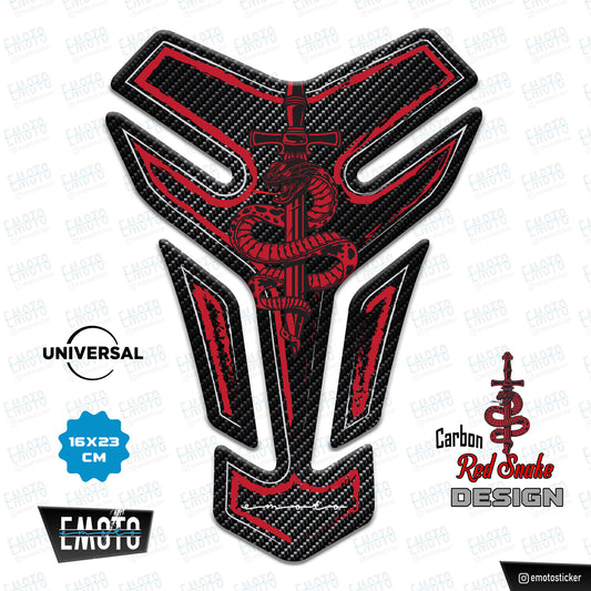 CARBON - RED - SNAKE UNIVERSAL TANK PAD 16x23cm