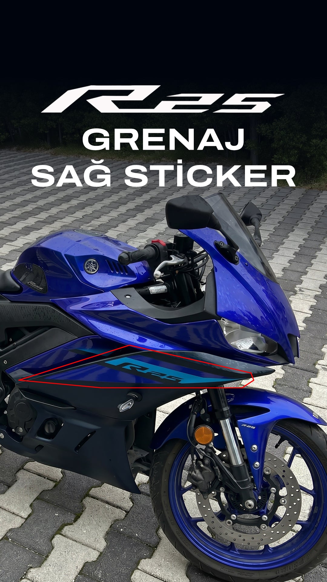 YAMAHA YZF R25 2024 Mavi Grenaj Etiketi Sticker