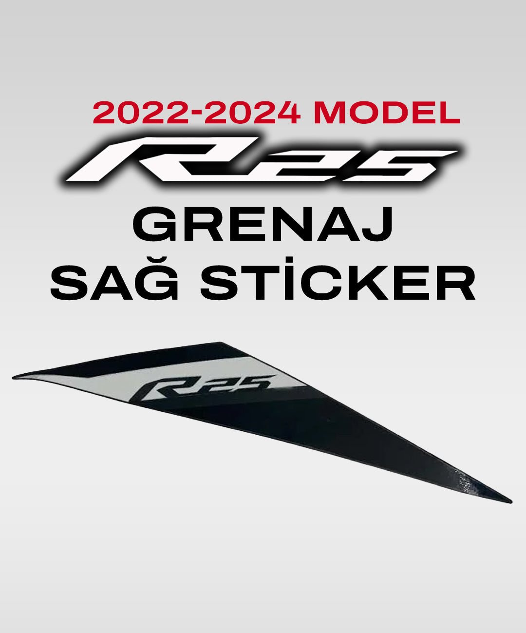 YAMAHA YZF R25 2022-2024 Gri & Siyah Grenaj Etiketi Sticker